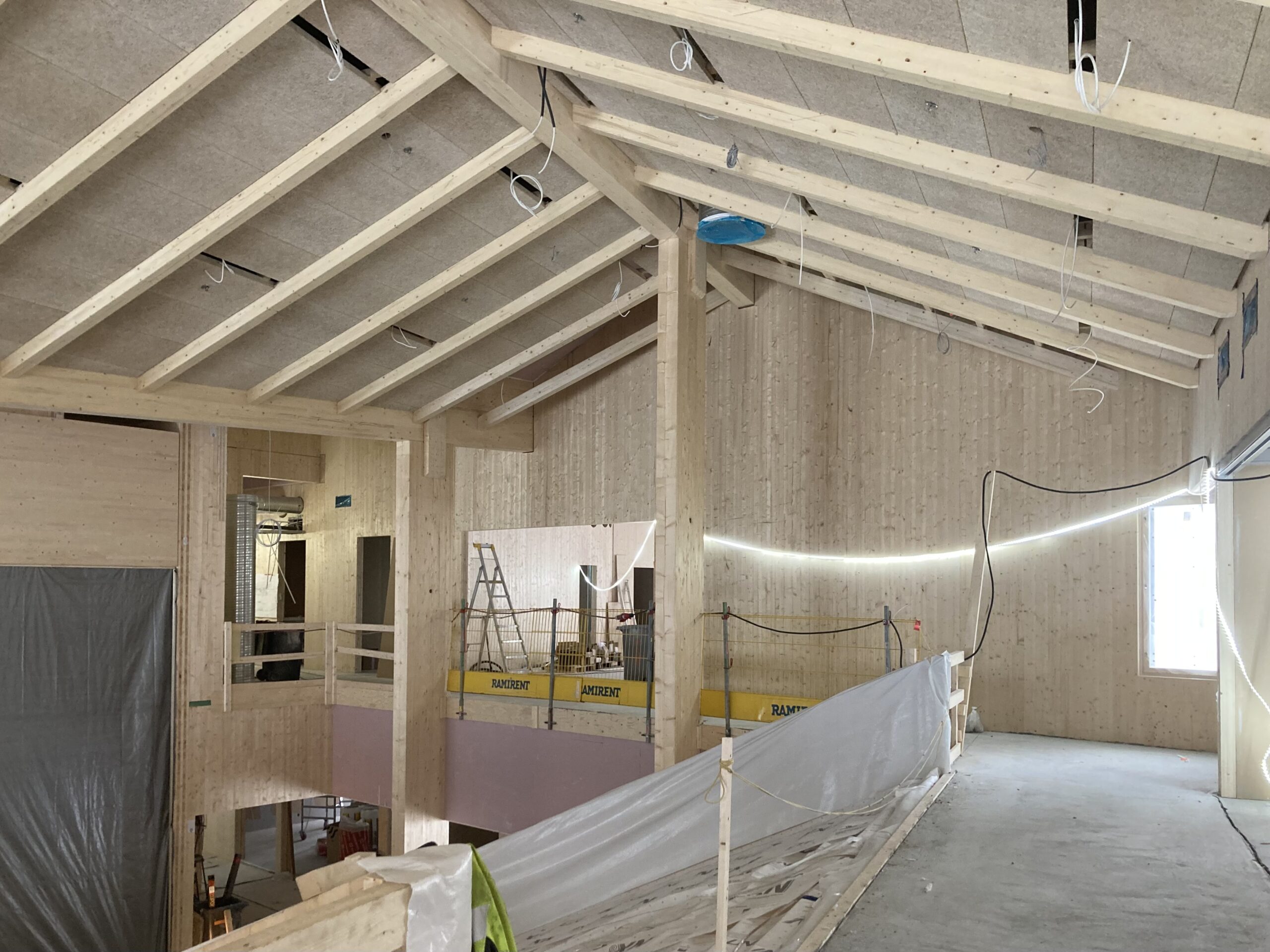 Interior of the new main building of the Järvenpää Professional Training Center under constructioon