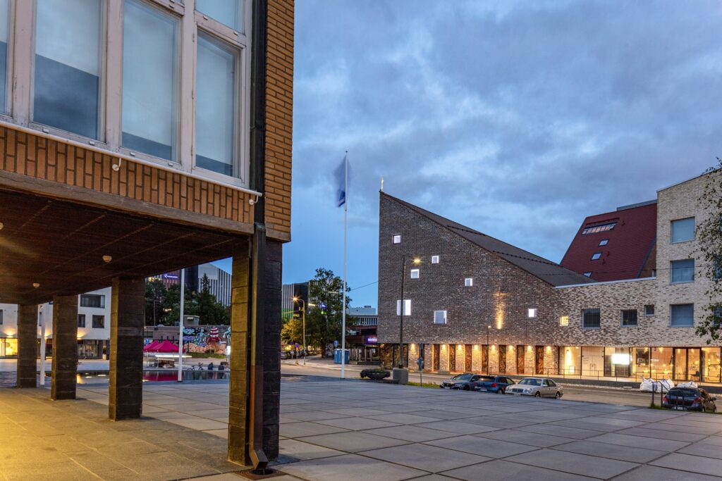 Tikkurila Church and Housing seen from the corner of the town hall