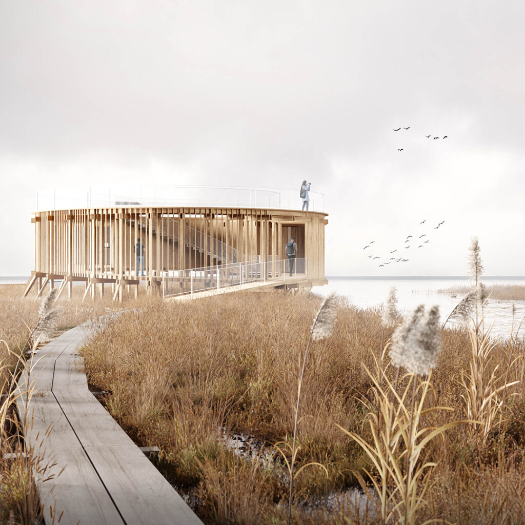 Liminka Bay Birdwatching Tower, view when approaching the tower