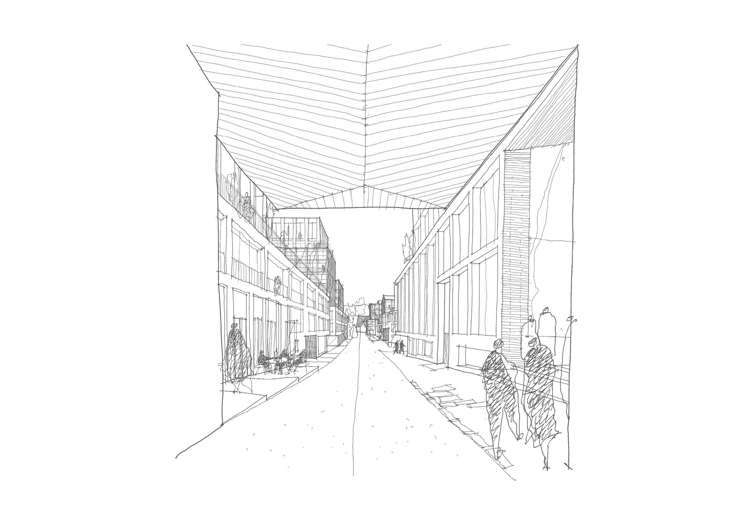 Sketch for a street in a residential neighborhood
