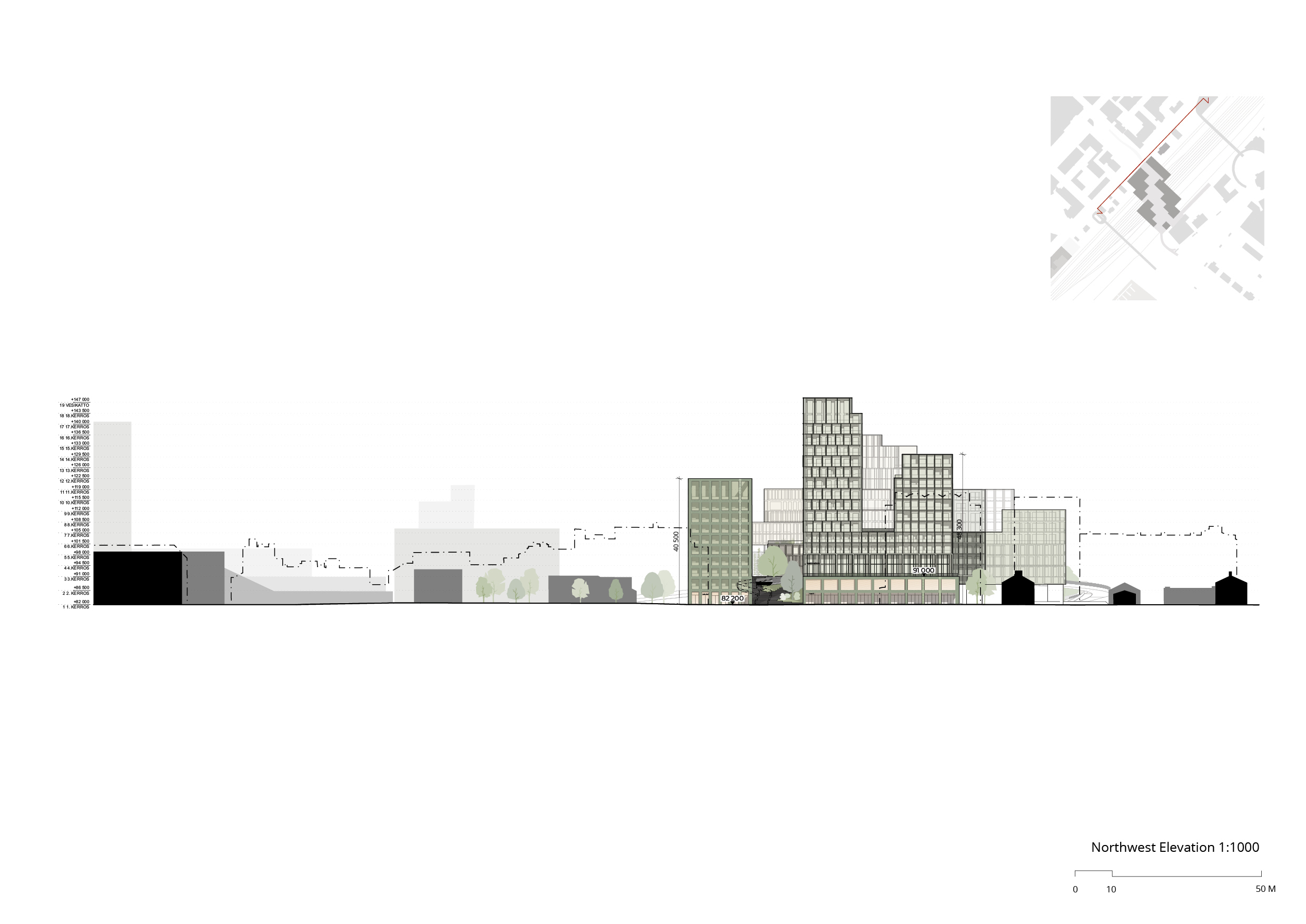 OOPEAA_Jyväskylän siltakorttelit_09_elevation Northwest_1-1000