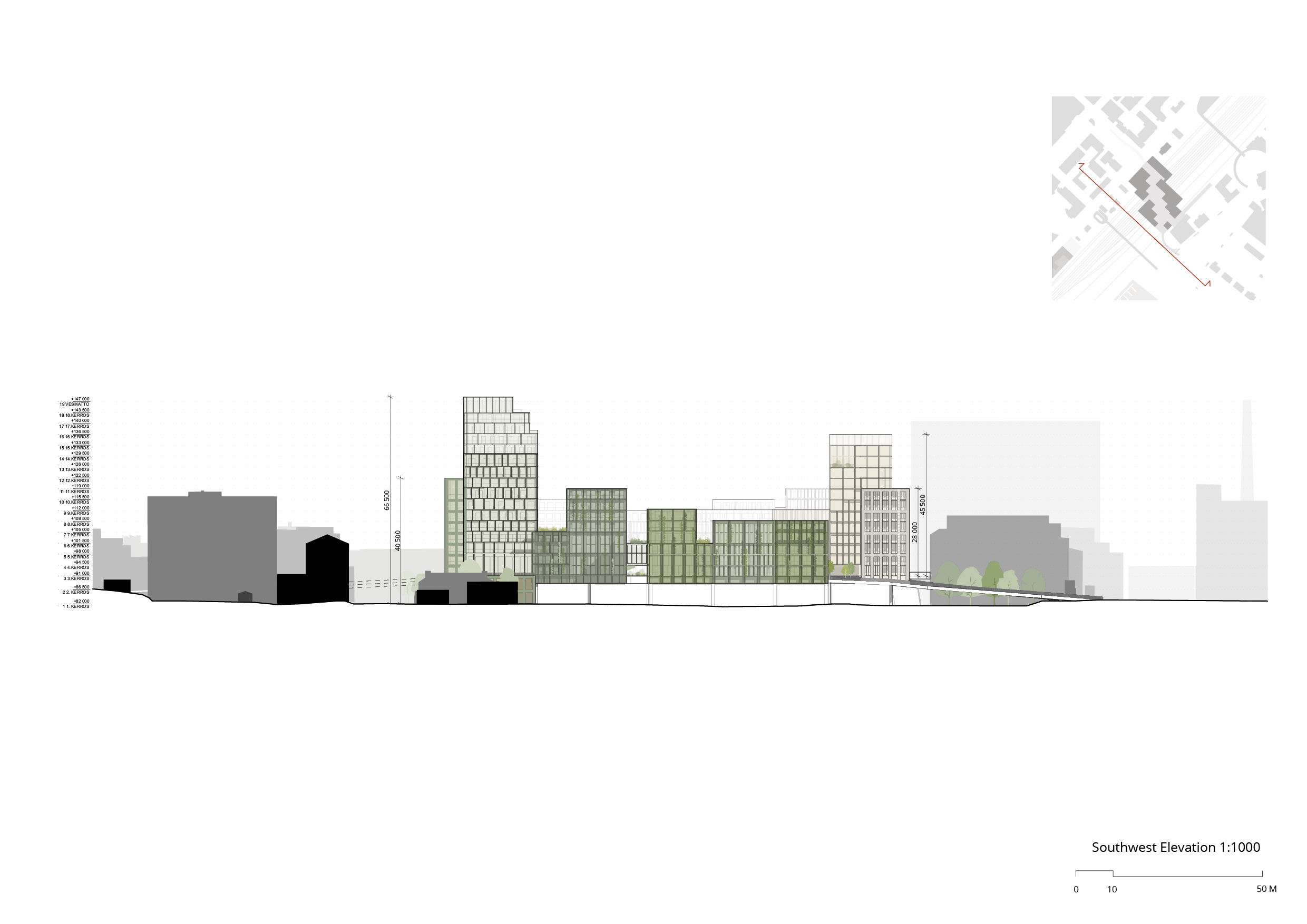 OOPEAA_Jyväskylän siltakorttelit_10_elevation Southwest_1-1000