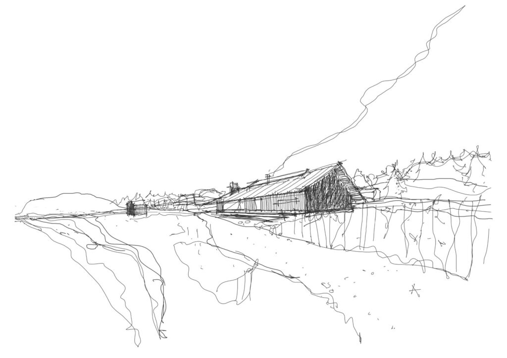 Hand drawn sketch of Konsthall Tornedalen