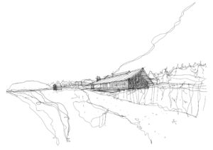 Hand drawn sketch of Konsthall Tornedalen